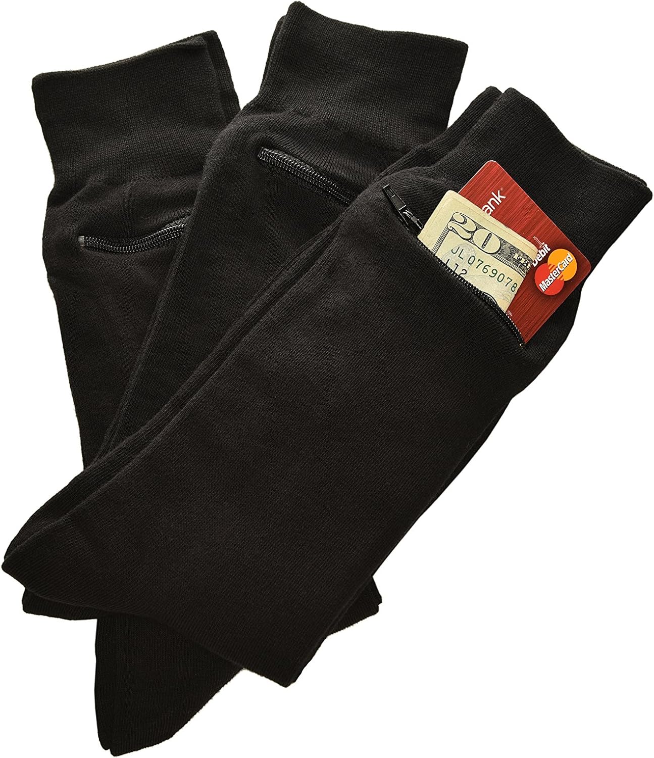 Pocket Socks by Zip It Gear Dress Socks Women's (One Size Fits All