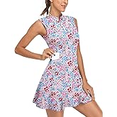 Tanst Sky Women's Golf Dress with Shorts Zip Up Quick Dry Sleeveless Pockets Tennis Workout Dresses