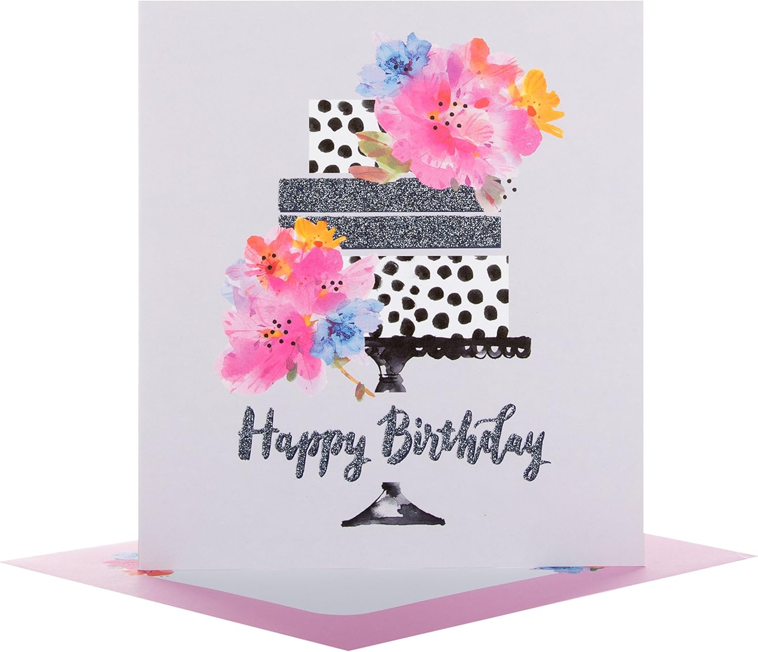 Hallmark Birthday Card 'Cake' - Contemporary Design, Metallic, 16 cm by 18 cm - Image 4