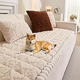 Lifeunion Couch Cover for Dogs Washable, Fuzzy Pet Couch Covers for 3 Cushion Sofa Pet Friendly, Non-Slip Sofa Couch Cover Protector Mat (59in, White)