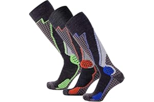 Pure Athlete High Performance Wool Ski Socks - Thermal Warm Merino Wool OTC Sock, Men Women