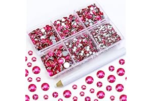 Briskbloom 4500PCS Resin Flatback Rhinestone, 2mm 3mm 4mm 5mm 6mm Light Hot Pink Flatback Rhinestones for Tumblers, Nails Art, Mugs, Bottles, Craft Decoration, Loose Bling Glitter Gem Stone