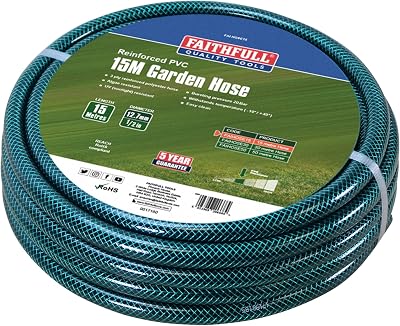 Faithfull 15m Reinforced PVC Garden Hose 12.7mm 1/2 Inch Diameter