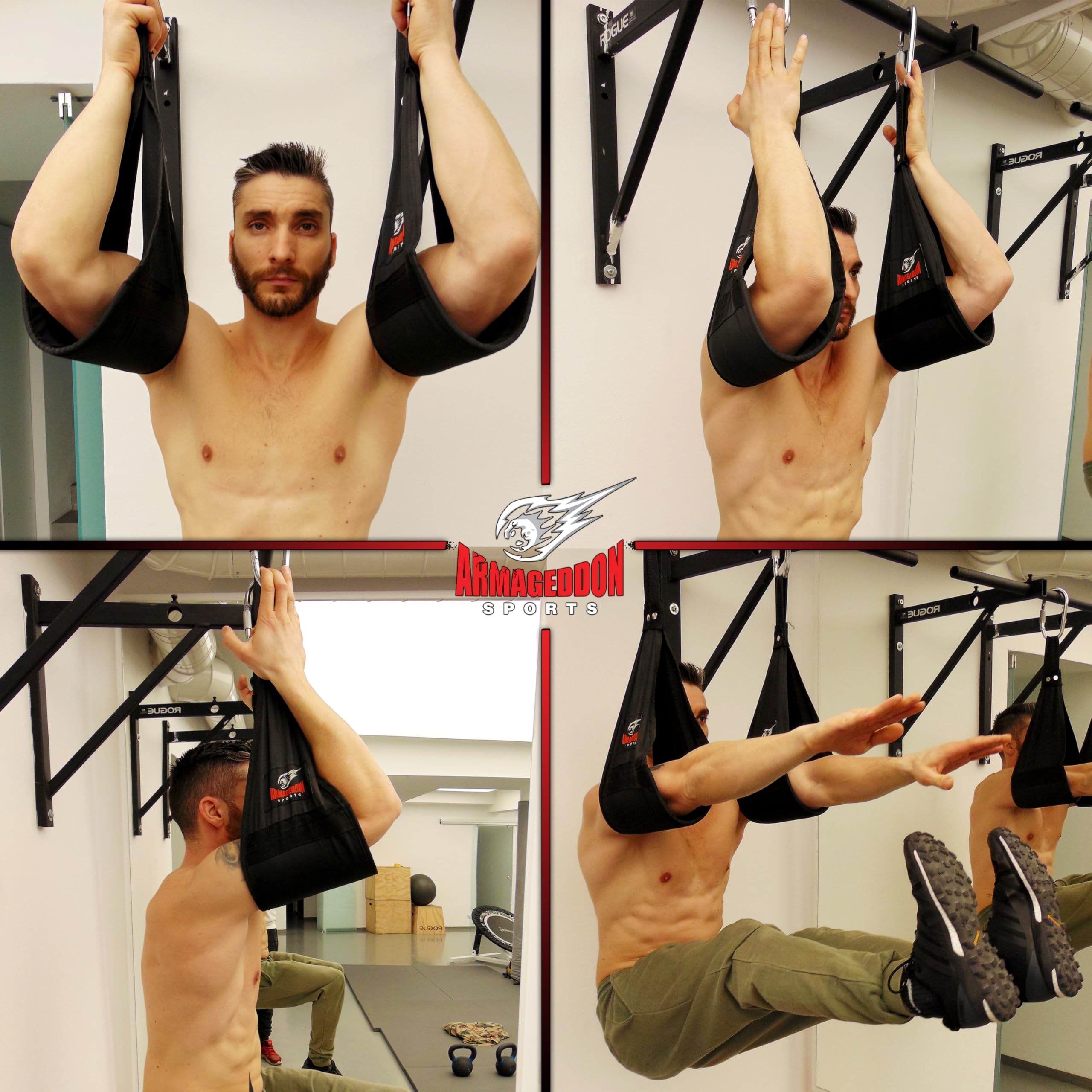 Premium Ab Slings Straps - Rip-Resistant Heavy Duty Pair for Pull Up Bar Hanging Leg Raiser Fitness - Ab Exercise Equipment, Superb Arm Padding for Abdominal Training Workout Equipment
