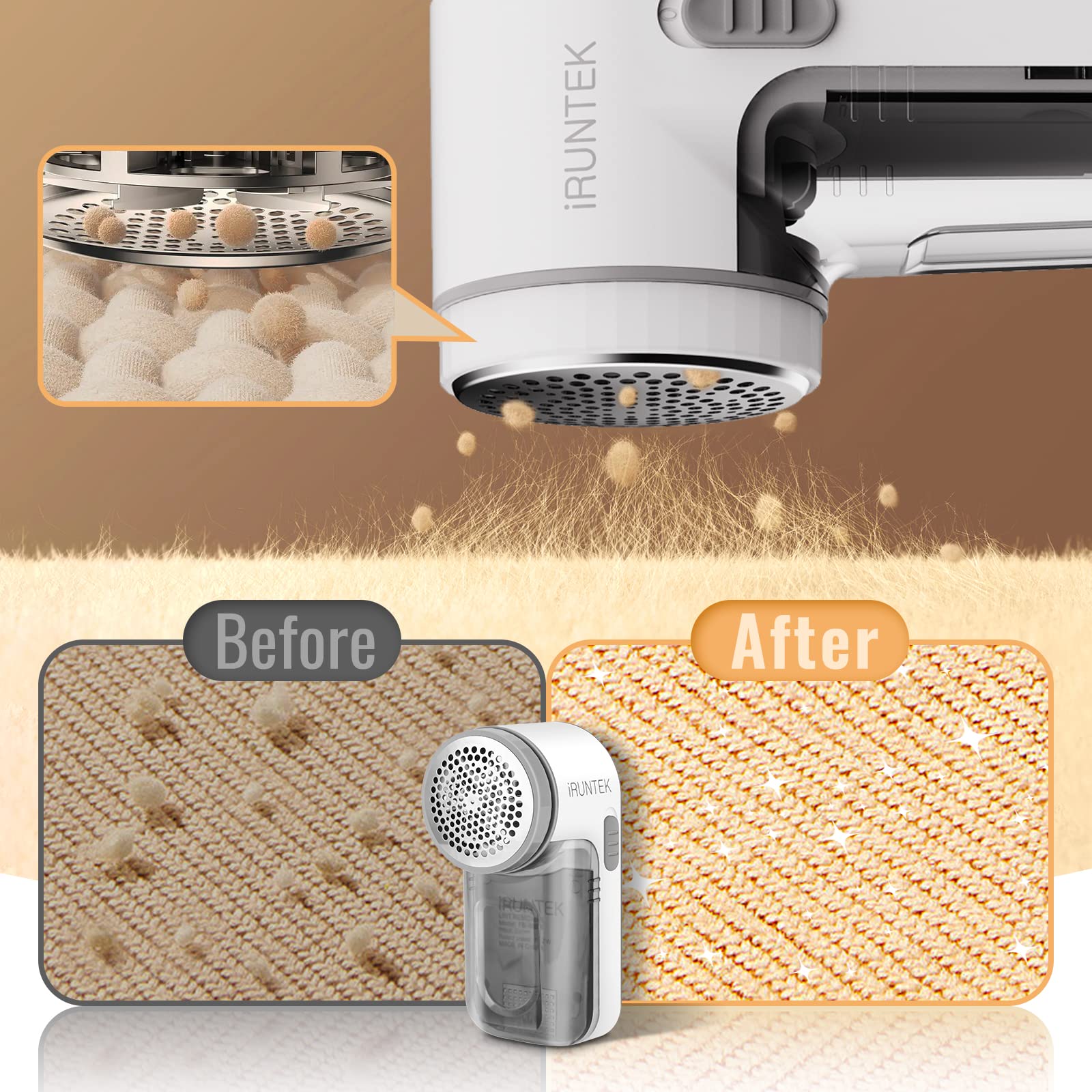 iRUNTEK Fabric Lint Remover Wired Use, Plug-in Lint Shaver and Lint Brush 2 in 1, Sweater Defuzzer Remove Fuzz, Lint Balls, Pills, Bobbles from Clothes, Furniture, Carpet, Couch