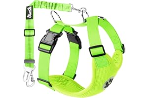 SlowTon Dog Seat Belt Car Harness Set - Adjustable Dog Seatbelt with Carabiner for Most Cars, Breathable Dog Vest Harness Pad