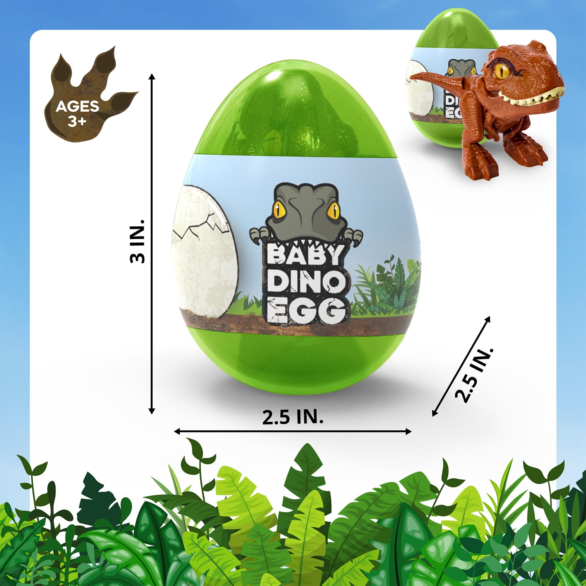 Emobii Kids Baby Dinosaur, Baby T-Rex Dino Eggs Small Egg Toys, Perfect Dinosaur Toys for Toddlers and Kids, 4 Color Toy Dino (4 Pack)