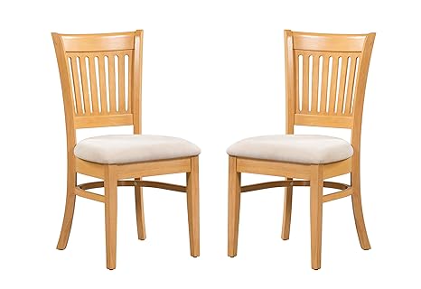 Trithi Furniture Bellingham Solid Wood Kitchen Dining Chair With Upholstered Seat Set Of 2 Oak