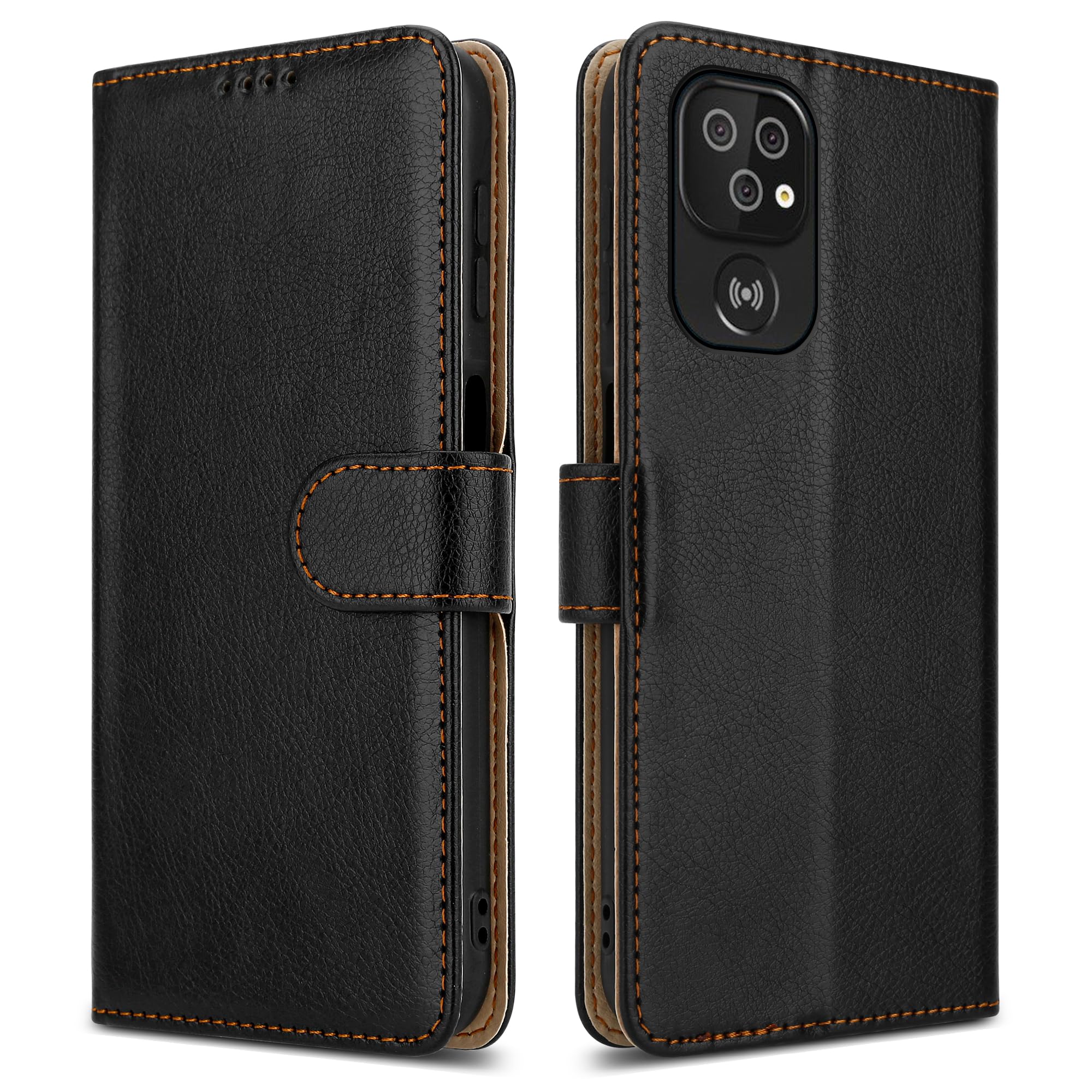 PIXFAB For Doro 8200 Leather Phone Case, Magnetic Closure Full Protection Book Folio Design, Wallet Case Cover [Card Slots] and [Kickstand] For Doro 8200 - Black