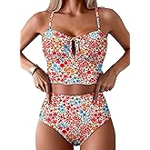 Pink Queen 2026 Popular Swimsuits for Women High Waisted Bikini Sets Two Piece Swimsuit Floral Prints Bathing Suits Beach