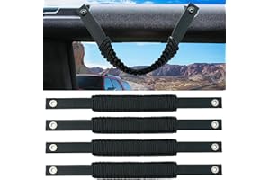 KKIKK Ford Bronco Grab Handles, 4 Pack Automotive Paracord Roll Bar Grab Handles for 2021 2022 2023 2024 2/4 Door Bronco Handles (Black)