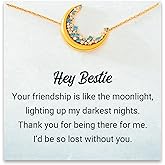 STORYJEWELLERY Friend Christmas Gifts For Women, Sterling Silver Moon Necklace, Birthday Gifts For Friends Female, Friendship Jewelry, Xmas Present