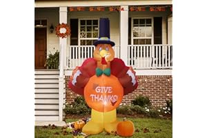 SHDEJTG 6ft Thanksgiving Inflatable Outdoor Decoration Turkey Inflatable Patio Decoration with Built-in LED Lights, Suitable for Thanksgiving Holiday Party, Patio, Lawn, Garden Winter Decoration