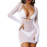 himifuns Fishnet Swimming Cover Up for Women - Summer Beach Mini Dress Swimsuit Cover-Up for 2025