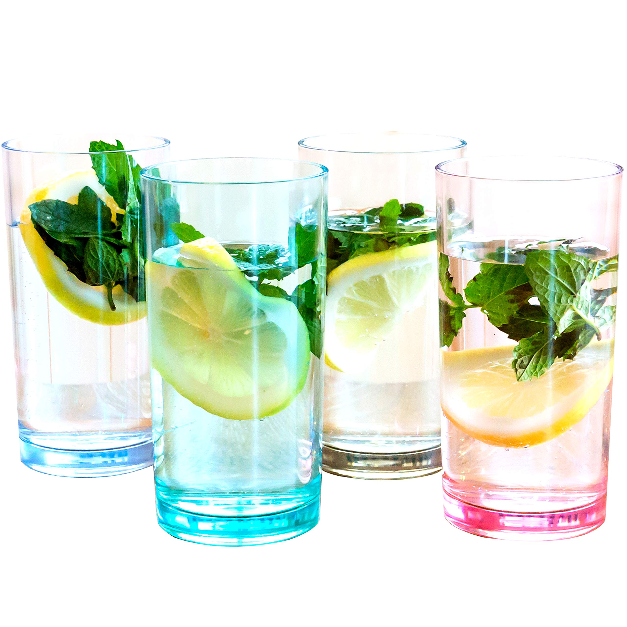 Youngever 8 Pack 500ML Plastic Water Tumbler, Set of 8, Plastic Glasses, Re-usable Plastic Cups, Unbreakable Glasses, Plastic Tumblers (4 Colors)