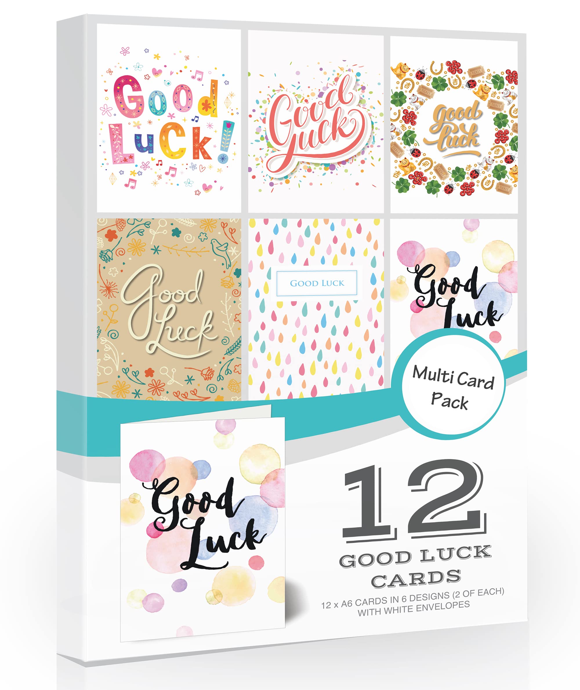 Olivia Samuel 12 x Good Luck Cards Folding Style Multi Pack with Envelopes