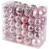 116Pcs Pink Christmas Ball Ornaments Set, Shatterproof Christmas Hanging Decoration Set with Gift Box, Assorted Decorative Baubles Set for Xmas Tree/Home/Wedding/Party/Holiday (Pink)