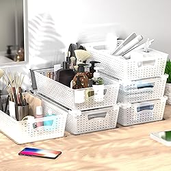 Simple Houseware Stackable Plastic Woven Basket