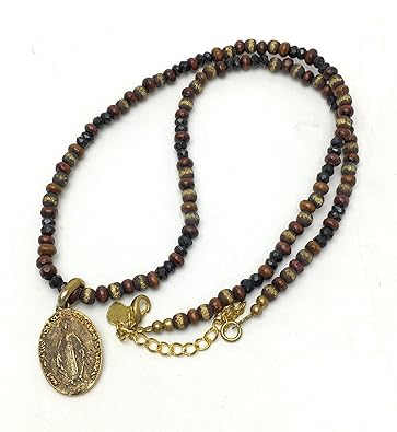 Amazon Silver925 Plus アンティークウッドビーズネックレス