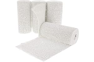 GENIE CRAFTS Plaster Cloth Strips - 6 in x 15 ft, 4-Pack - Easy-Cut Plaster Wrap Kit for DIY Paper Mache & Belly Casting - Craft Supplies for Sculptures, Masks & Art Projects