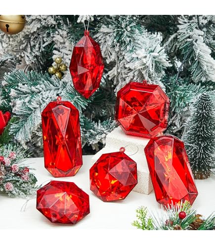 Vickerman Pink Jewel Glitter Christmas Ornaments - 4 Pack, Shatterproof, 4"-5" Size - View #2