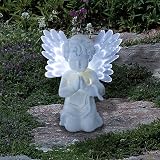 GardenKraft Solar Powered LED Angel Light with Fibre Optic Wings 19cm view 2