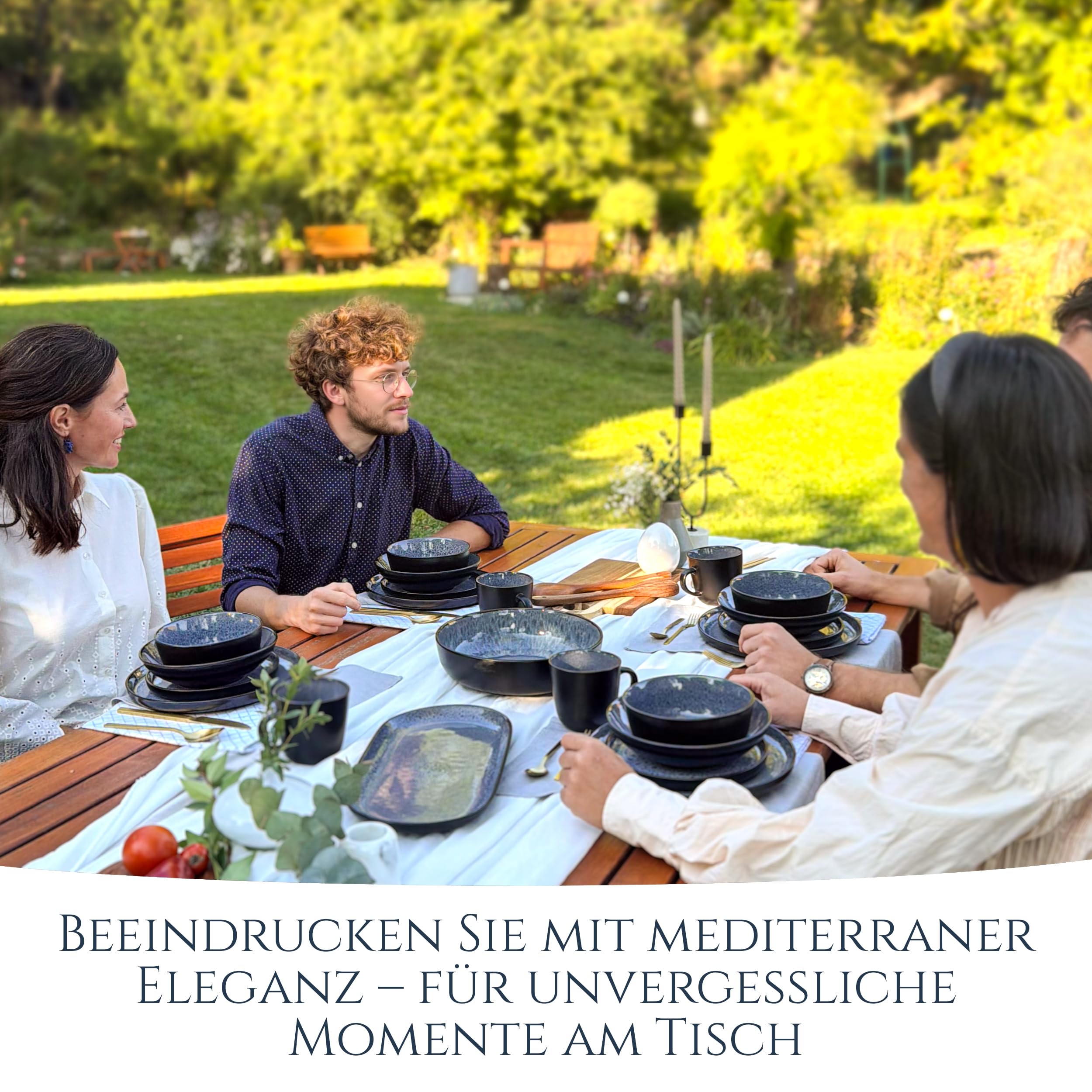 Steingut Geschirrset 6 Personen Ibiza 24 tlg. TESTSIEGER, Traumhaftes Mediterranes Steingut Geschirr Set, Schüssel- und Teller Set, Tafelservice 6 Personen, Geschirrsets Pure Living in Grau 8
