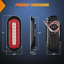 Nilight 6Inch Oval Trailer Tail Light 2PCS Red