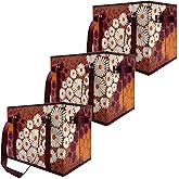 Earthwise Deluxe Collapsible Reusable Shopping Box Grocery Bag Set with Reinforced Bottom Bins Cubes (Set of 3)