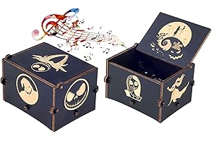 Keast Upgrade Size Wooden Wind-up The Nightmare Theme Music Box, Christmas Musical Box for Halloween Party, for Kids, Melody - Plays This is Halloween