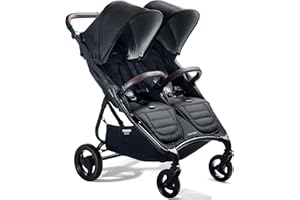 Valco Baby - Trend Duo Double - Side by Side Double Stroller for Newborn and Toddler - Easy Compact Fold, Multi-Position Recline, Large Canopy Infant Twin Stroller 2025 (Night Black)