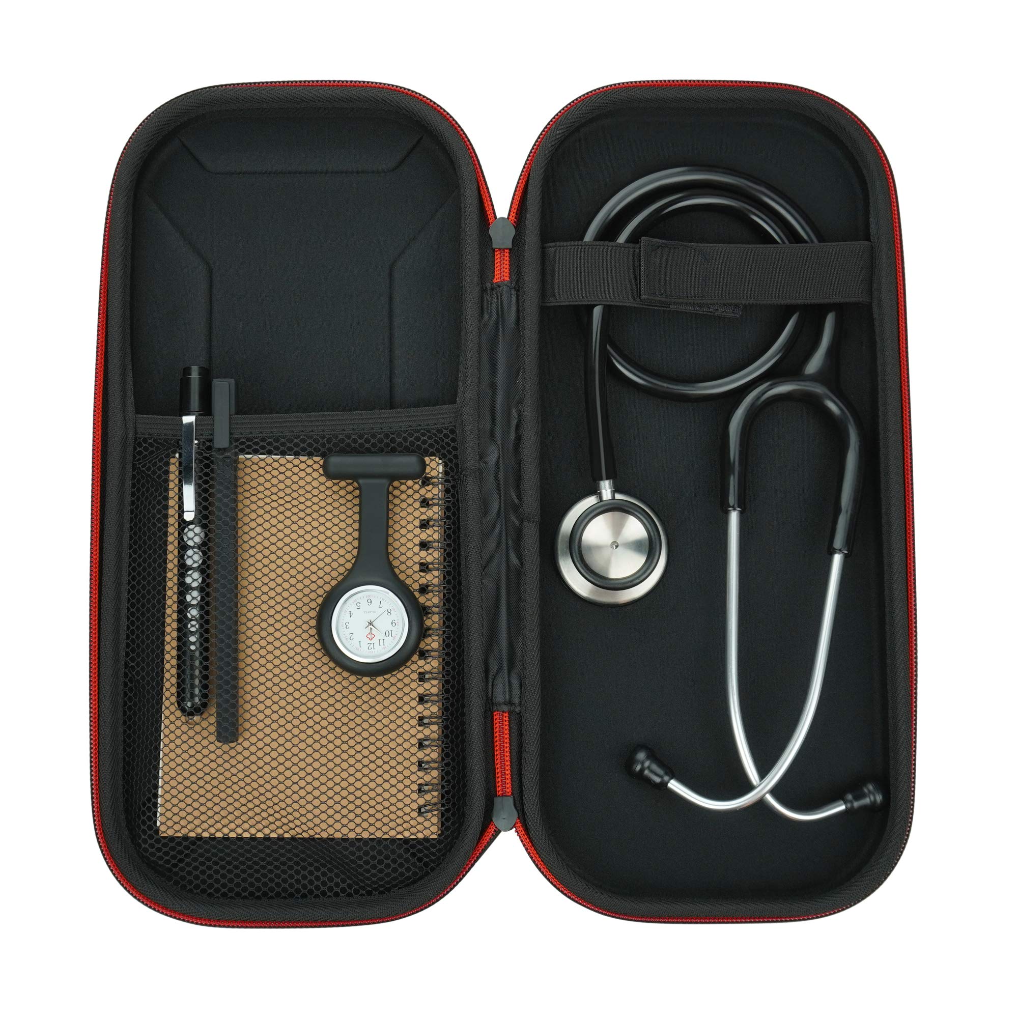 Stethoscope Bundle Kit | Includes Dual Head, Fob Watch, Pen Torch, Hard Shell Stethoscope Case, Pen and A6 Note Pad | For Nurse, Dentist, Medical Students and Professionals