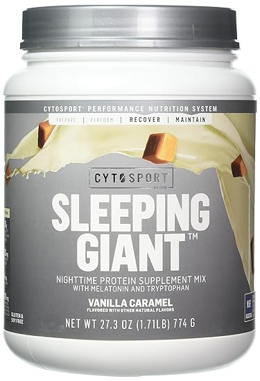 Cytosport Sleeping Giant Vanilla Caramel Nighttime Protein Supplement Powder - with Melatonin &...