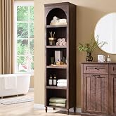 IFBUY 76" Tall Arched Bathroom Storage Cabinet, 5 Tiers Narrow Farmhouse Arched Cabinet w/Adjustable Shelves, Modern Wooden S