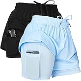 Ultra Performance Gym Shorts Women Pack of 2, Nylon Compression Workout Shorts Women with Liner