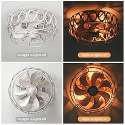 MOBEYU 12.5" Caged Ceiling Fans with Lights，Flush