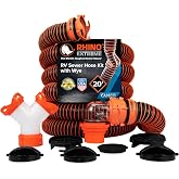Camco RhinoEXTREME 20’ Camper/RV Sewer Hose - RV Accessories Include 360° Clear Swivel Wye Fitting & Removable 4-in-1 Adapter