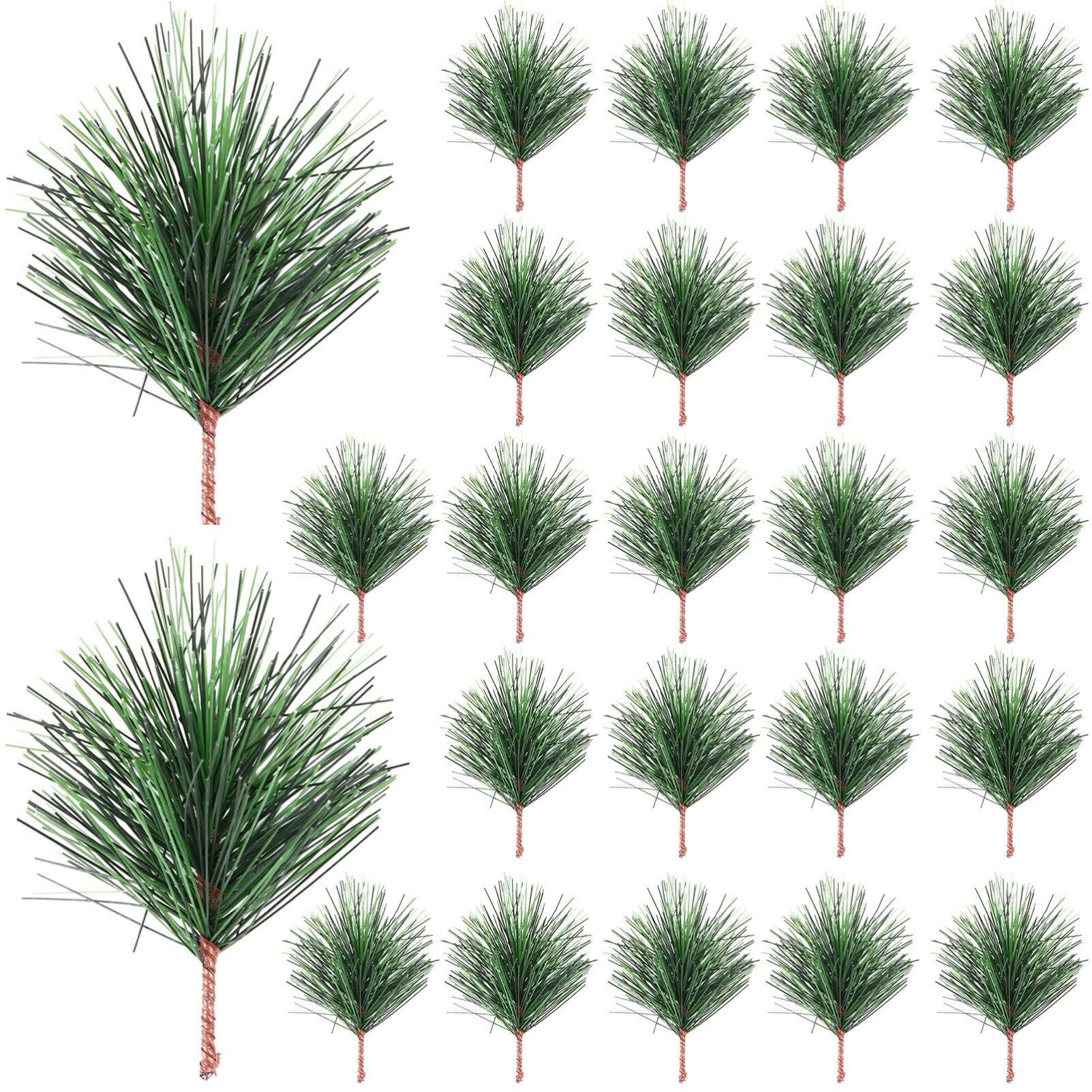 Garneck 24pcs Christmas Tree Pine Branch Artificial Christmas Pine Picks Greenery Stems for Indoor Outdoor Decoration