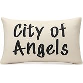 TwoDays City of Angels Throw Pillow Cover, Stockholm Style, 20" L x 12" W | Modern word-print room decor, fashion aesthetic for apartments, dorms, living rooms, and bedrooms