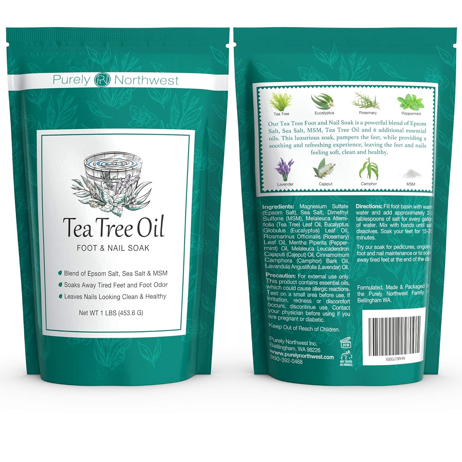 Tea Tree Oil Foot Soak with Epsom Salt - Made in USA, Alleviate Toenail Fungus, Athlete's Foot and Stinky Foot Odors. Softens Dry Calloused Heels, Leaving Feet Feeling Soft, Clean and Healthy -16oz: Beauty