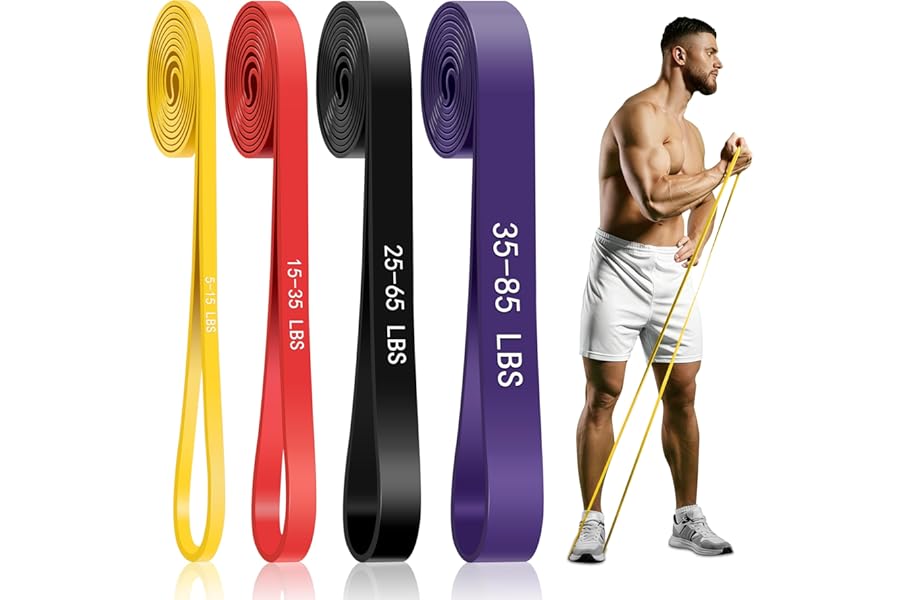 Resistance Bands for Working Out, 4-Level Pull Up Assistance Bands, Exercise Bands for Women & Men, Stretch Workout Bands for