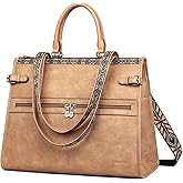 FADEON Laptop Bag for Women Designer PU Leather Large Tote Bags Backpack Purses with 15.6 Laptop Compartment Shoulder Handbag