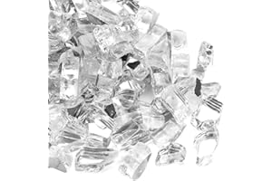 vchin Fire Glass for Fire Pit, 1/2 Inch White Reflective Firepit Glass Rocks for Fire Pit Table, Outdoors and Indoors Fireplace Glass,10 Pounds