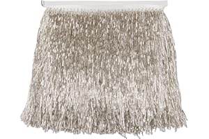 Kehuadiy Beaded Fringe Trim, Ribbon Tassel Fringe Trims Glass Beads Trim Tassels for Clothing Accessories DIY Decoration (Sil