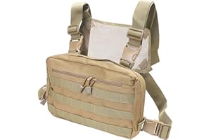 abcGoodefg Tactical Molle Radio Chest Harness Holder Holster Vest Front Pouch Outdoor Bag Pack (TAN)