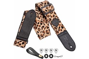 Nefelibata Guitar Strap,Double Full-Grain Leather Ends,Vintage Velvet Strap/FREE BONUS-4 Picks+Strap Locks+Strap Button,Gift 