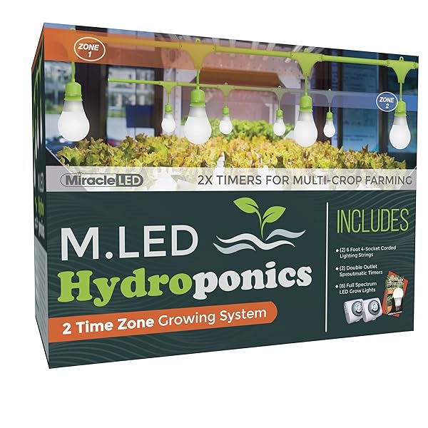 MIRACLE LED 2-TIME ZONE HYDROPONICS INDOOR GROWING SYSTEM...