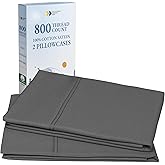 California Design Den Heirloom Soft, Smooth & Thick Certified 800 Thread Count 100% Cotton Sateen, 2 Pillow Cases King Size, Fits King Pillows (Grey)