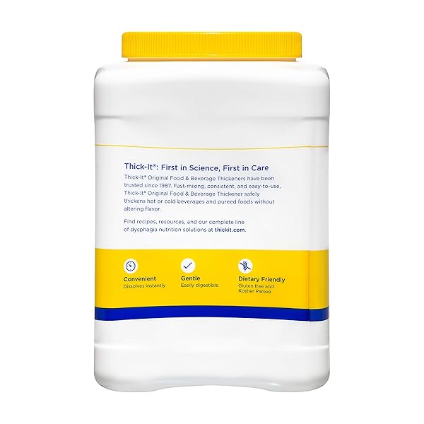 THICK-IT ORIGINAL FOOD & BEVERAGE THICKENER, FLAVORLESS POWDER FOR DYSPHAGIA (IDDSI), DIGESTIBLE SWALLOWING AID, EASY-TO-MIX & INSTANT DISSOLVE, USED IN HOT & COLD FOOD, 36 OZ CANISTER