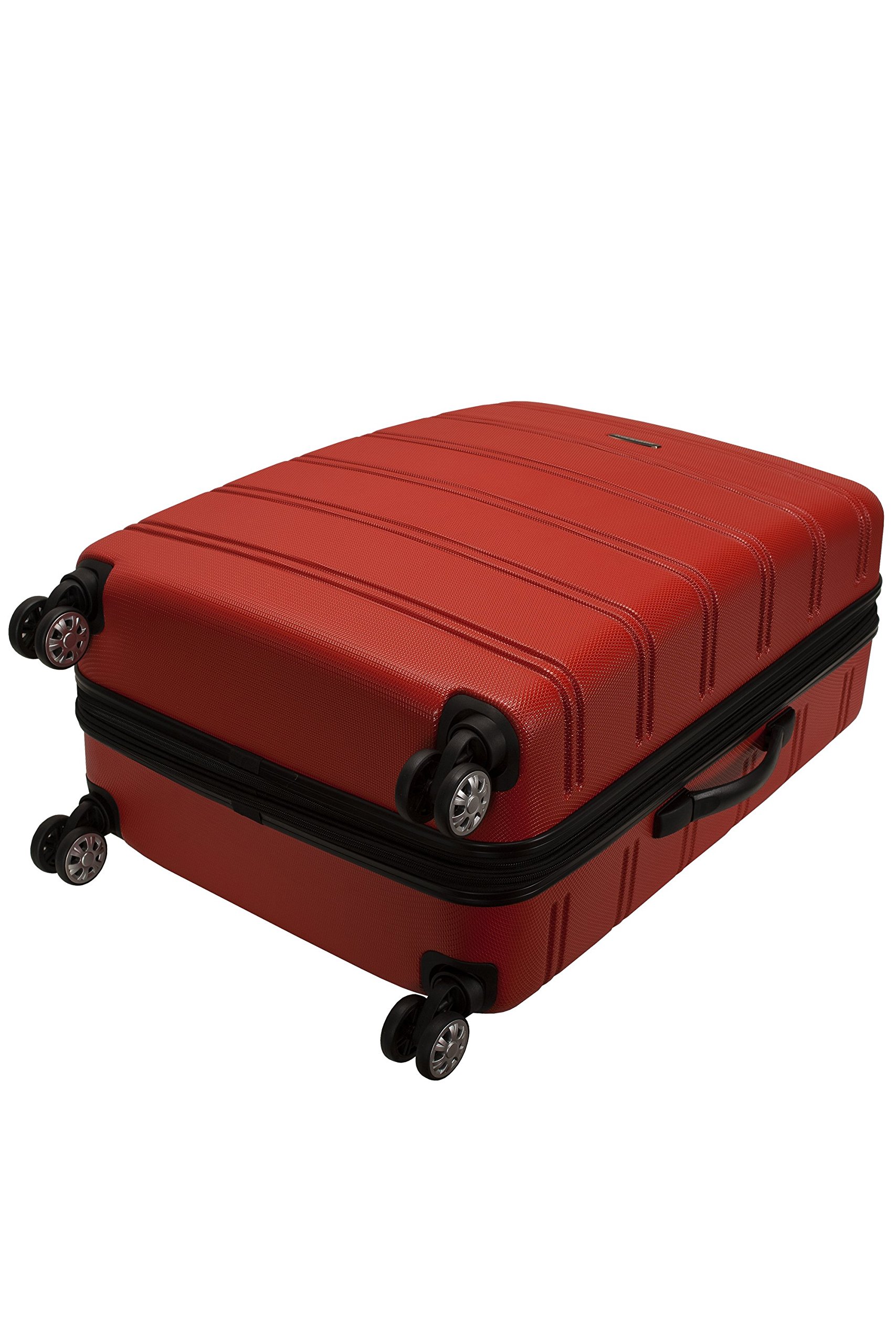 Rockland Melbourne Hardside Expandable Luggage with Spinner Wheels, RED, Checked Large 28